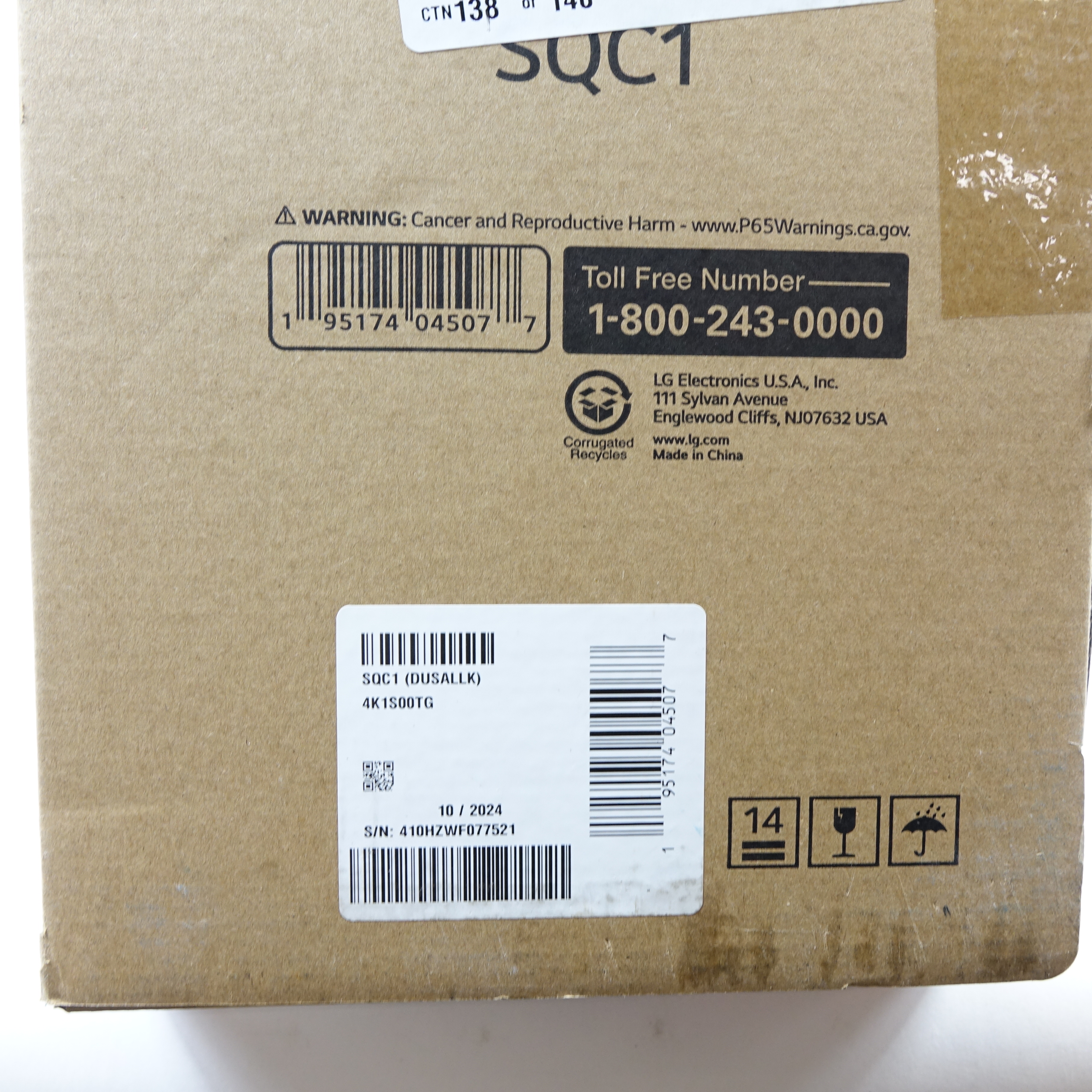 LG SQC1 2.1 Ch 160W Soundbar Bluetooth with Wireless Subwoofer - Black - Picture 6 of 6