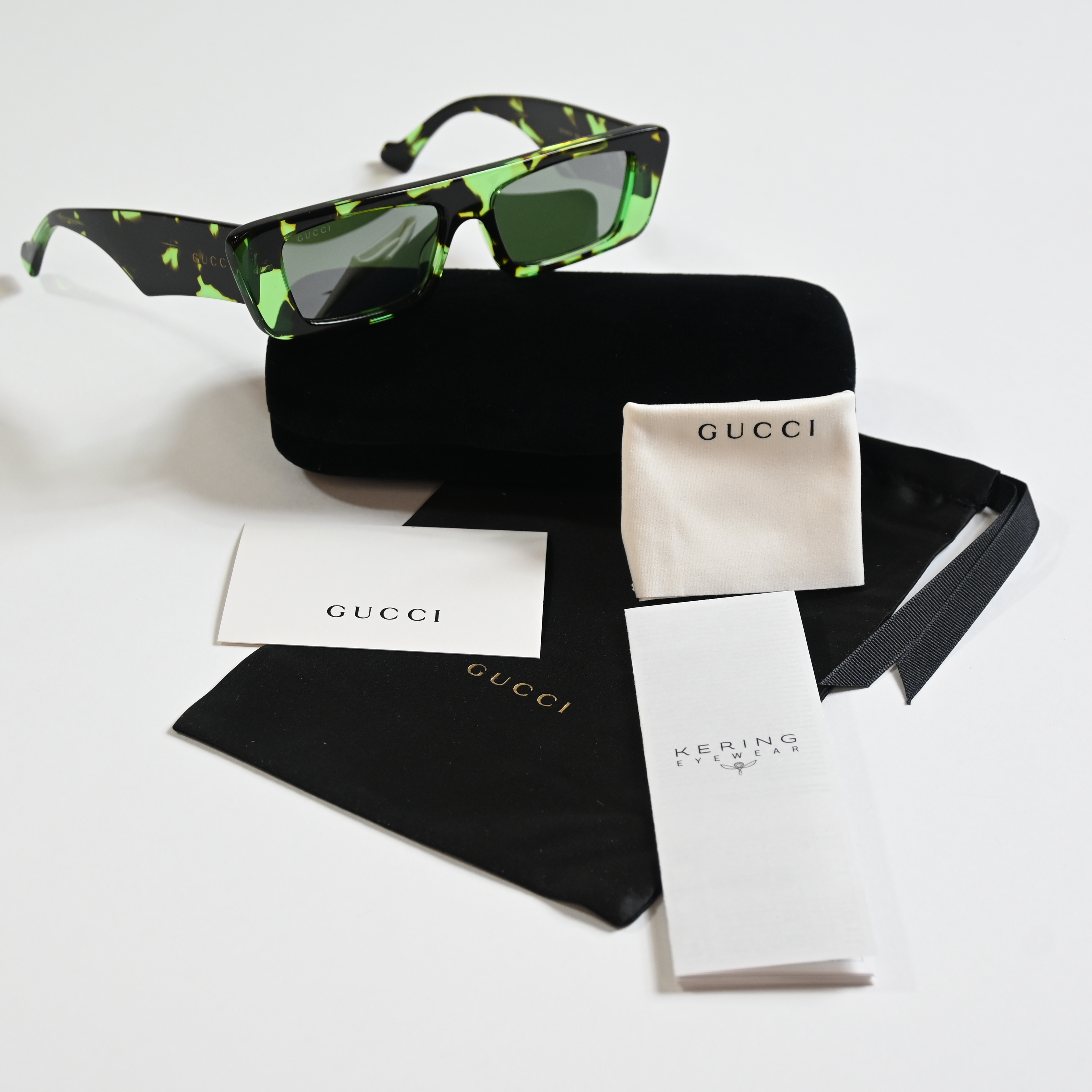 Gucci GG1331S 008 Mens Authentic Sunglasses Tortoise/Green  display picture 1