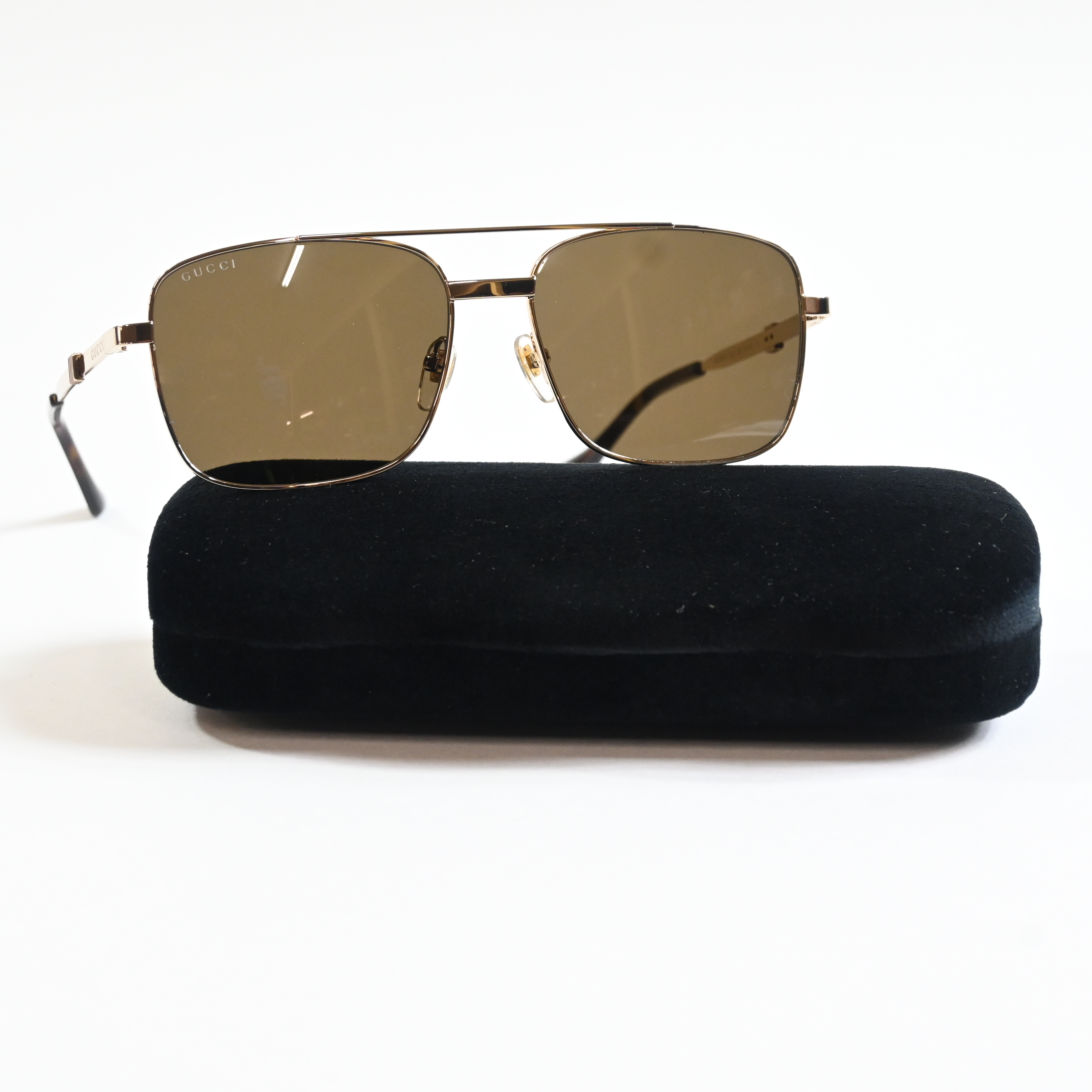 Gucci GG1441S 002 Mens Authentic Sunglasses Gold/Brown, 58mm 