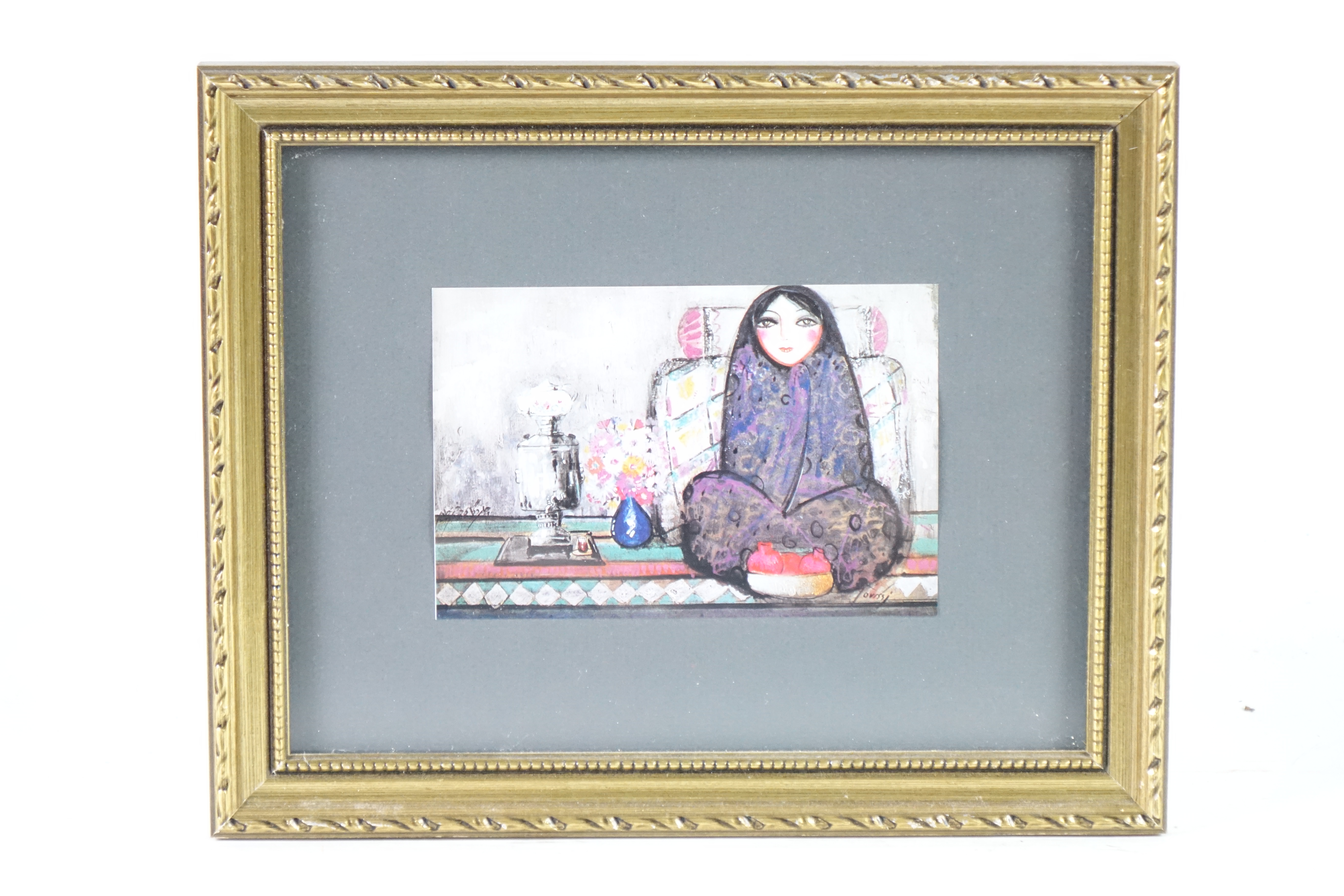 Woman with Kettle, Print of Original Oil Painting, Signed